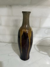 Ceramic Rectangular Tray with Amber/Tortoiseshell Glaze, Maker Unknown