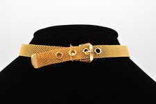 Vintage Matte Gold-Tone Overlapping Curved Link Collar Necklace