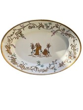 Rust/Burnt Orange Chinoiserie Gilt-Decorated Serving Platter with Grapevine Border — listing 2