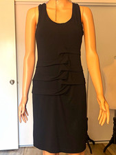 Nicole Miller Black Sleeveless Shift Dress with Circle Guipure Lace Trim at Neckline and Hem — listing 5