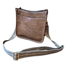 Brown Distressed Leather Crossbody Shoulder Bag — listing 2