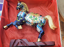 Chinese Cloisonné Enamel Silver-Gilt Filigree Caparisoned War Horse on Stand No visible mark — listing 6