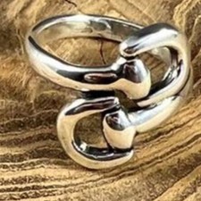 Sterling Silver & Braided Leather Snaffle Bit Cuff Bracelet, Toggle Clasp, listing 2