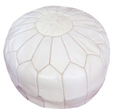 Square Moroccan-Style Leather Pouf Ottoman in Tan/Camel — listing 3