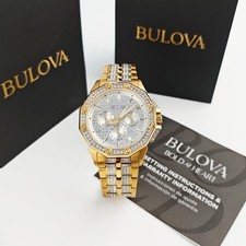 Bulova Octava Men's Gold-Tone Pavé Crystal Chronograph Watch — listing 6
