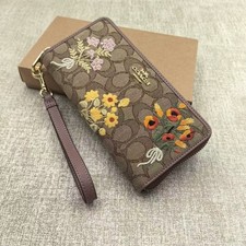 Coach signature jacquard wristlet Signature Jacquard Flap Wristlet with Pink Leather Trim — listing 4