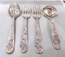 Vintage Silverplate Serving Set with Floral Daisy Handle Pattern - Pierced Pie Server and Cold Meat Fork — listing 5
