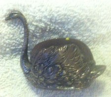 Figural Swan Pin Cushion with Silver-Plated Body — listing 6
