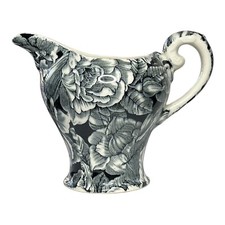 Small Black Transferware Creamer / Milk Jug with Village Scene — listing 6