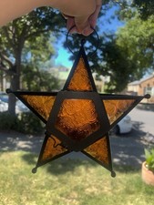 Vintage Amber Depression Glass Star/Petal Shaped Dish, 6.5 inch — listing 4