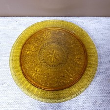Pressed Glass Sandwich Pattern Plate with Floral and Fine-Diamond Design — listing 2