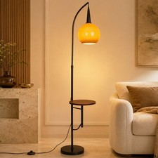 Modern Arc Floor Lamp with Geometric Wire Cage Shade and Round Weighted Base, listing 3