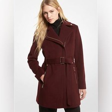 Michael Kors Red Wool Blend Double-Breasted Peacoat, Women's Size M, listing 4