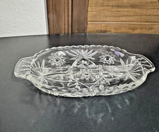 Vintage Pressed Glass Cut-Style Bowl with Fan and Diamond Pattern, Scalloped Rim — listing 3