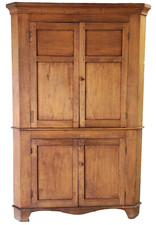 Vintage Walnut Wall-Mounted Corner Cabinet with Single Panel Door — listing 6
