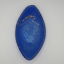 Vintage Handmade Fused Glass Art Tray with Multicolor Cabochons