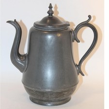 Antique Pewter Gooseneck Coffee Pot with Hinged Lid and Finial — listing 4
