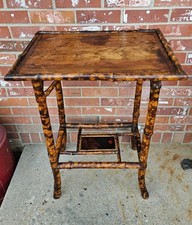 Antique Victorian Tiger Bamboo Three-Tier Plant Stand / Pedestal Table