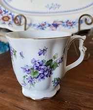 Vintage Porcelain Coffee Set with Purple Violets — Coffee Pot, Creamer, Covered Sugar Bowl — listing 3
