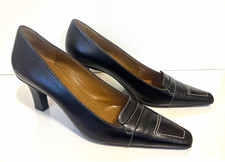 Vintage Bruno Magli Pewter Leather & Suede Peep-Toe Pumps with Silver Stud Detail, Size 10 B — listing 4