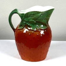 Antique Semi-Porcelain Water Pitcher with Strawberry Transfer Decoration and Gold Trim — listing 6