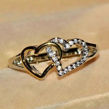 Petite Double-Heart Ring with Small Accent Stones — listing 3