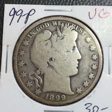 1899 Barber Half Dollar, 90% Silver, Good/Very Good Circulated Condition — listing 4
