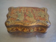 Antique Victorian/Edwardian Lithographed Tin Biscuit Box with Sailing Ship and Portrait Medallions — listing 3