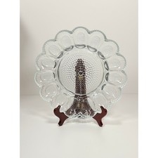Vintage Hobnail Glass Deviled Egg Plate with Ceramic Chicken Salt & Pepper Shakers