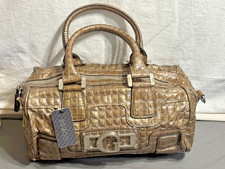 Guess Cream & Grey Croc-Embossed Small Barrel Satchel Bag, listing 2