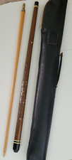 Vintage Carved Wood Pool Cue with Mother-of-Pearl Inlay Dots and Decorative Butt Rings — listing 2