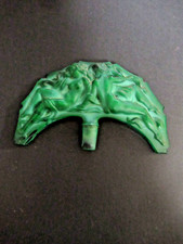 Czech Malachite Glass Covered Box with Figural Gnome/Dwarf Finial — listing 6
