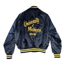 Vintage Youngstown Bowling League Varsity Jacket - Green Wool with Leather Sleeves, Chenille 'Rob 91' Detailing — listing 3