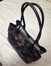 Black Pebbled Leather Handbag/Tote with Interior Slip and Zip Pockets — listing 3