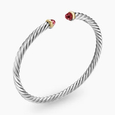 Twisted Cable Hinged Cuff Bracelet with Two-Tone Gold Bullet Ends — listing 2
