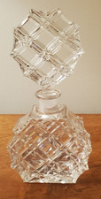 Antique Cut Glass Perfume Bottle with Faceted Stopper 4in — listing 3