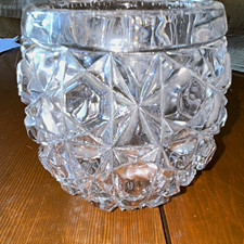 Vintage Pressed Glass Small Bowl with Fan and Hobstar Pattern, Scalloped Rim — listing 5