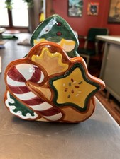 Lotus Christmas Holiday Ceramic Napkin Holder with Bow, Holly & Pinecone — listing 2