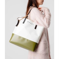 Marni Brown Leather Flap Shoulder Bag with Buckle Closure