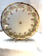 Antique Limoges Elite Works Porcelain Oval Serving Platter with Floral Sprays and Gilt Rim