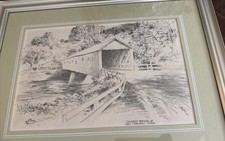 Signed Limited Edition Etching of Covered Bridge "Reflections" 15/50 — listing 2