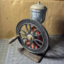 Antique Cast Iron & Wood Box Coffee Grinder / Mill with Ornate Decoration — listing 3
