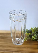American Brilliant Period Cut Crystal Small Vase, Clear, Pinwheel & Hobstar Pattern, 5" x 4"