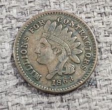 1863 Civil War Token - Indian Head Obverse / Patriotic Reverse (Copper Cent-Sized) — listing 3
