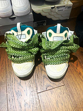 Lanvin Curb Sneakers in White/Pale Pink Leather and Suede with Multicolor Herringbone Laces, EU Size 41 — listing 5