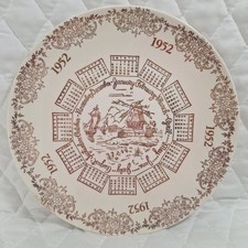 1952 Ceramic Calendar Plate with Brown Transferware Decoration — listing 4