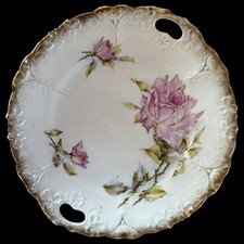 Antique German Porcelain Handled Cake Plate with Water Lilies — listing 5