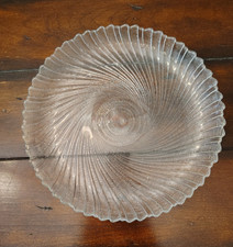 Vintage Pressed Glass Cut-Style Bowl with Fan and Diamond Pattern, Scalloped Rim — listing 4