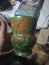 Weller Pottery Greora Vase 9 inch, Red Green Textured Volcanic Glaze — listing 2