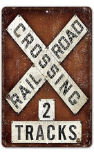 Vintage Round Railroad Crossing (RXR) Highway Warning Sign, Yellow & Black Steel — listing 5